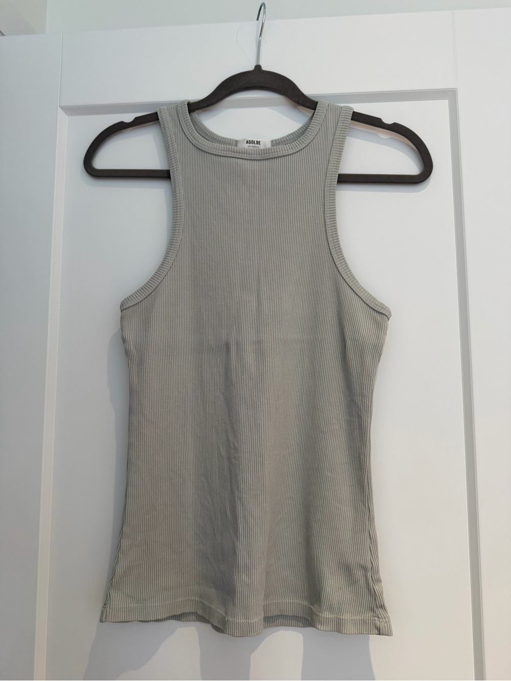 Agolde Ribbed Tank Top - sage green